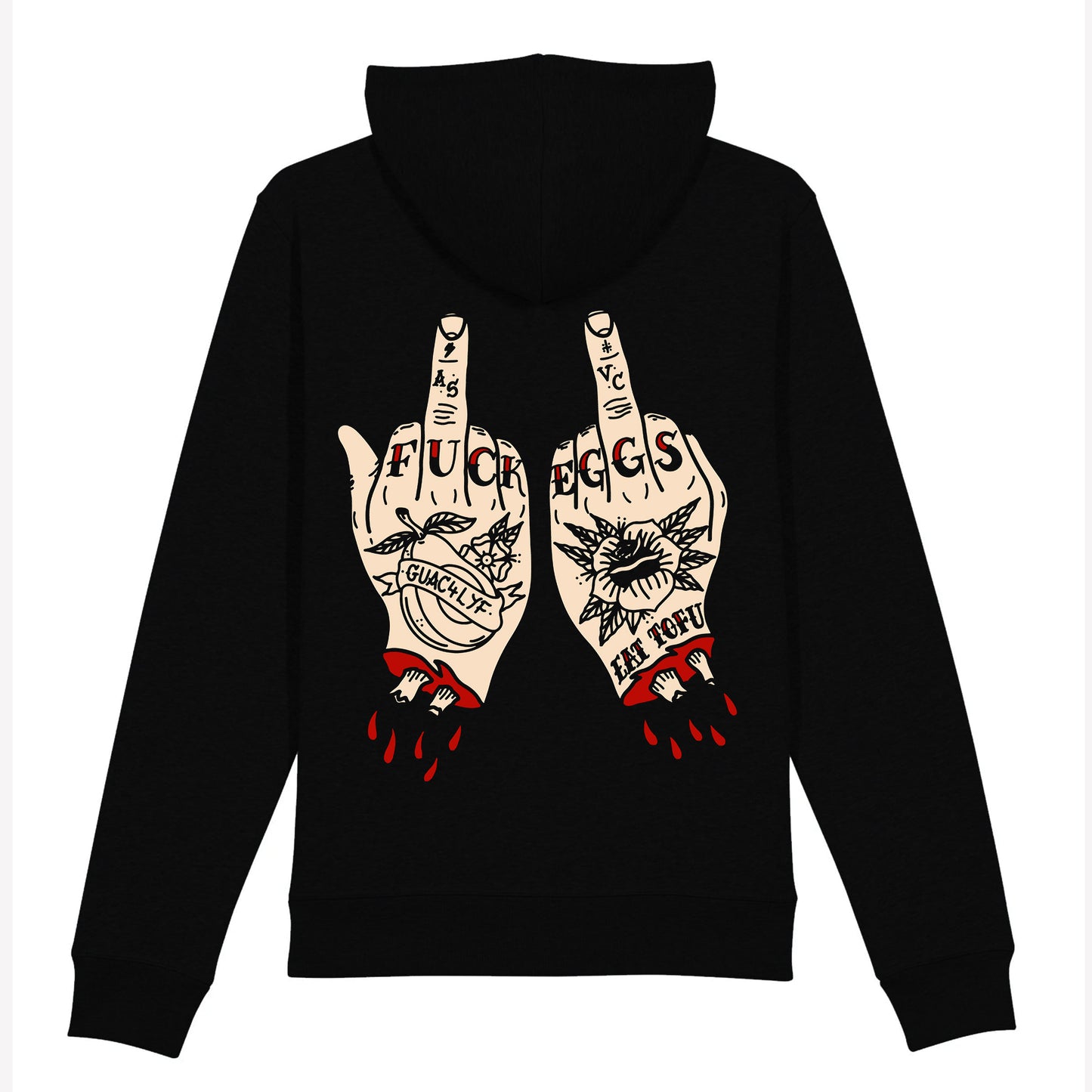 Fuck Eggs Pullover Hoodie Black - Anti Social Vegan Club