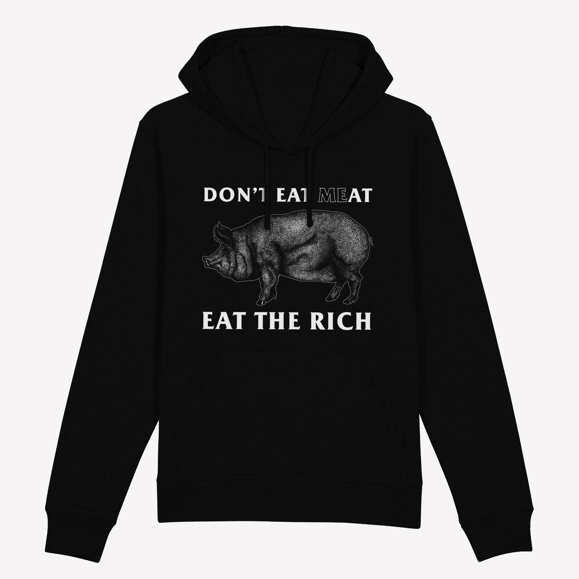 Eat The Rich Pullover Hoodie Black - Anti Social Vegan Club