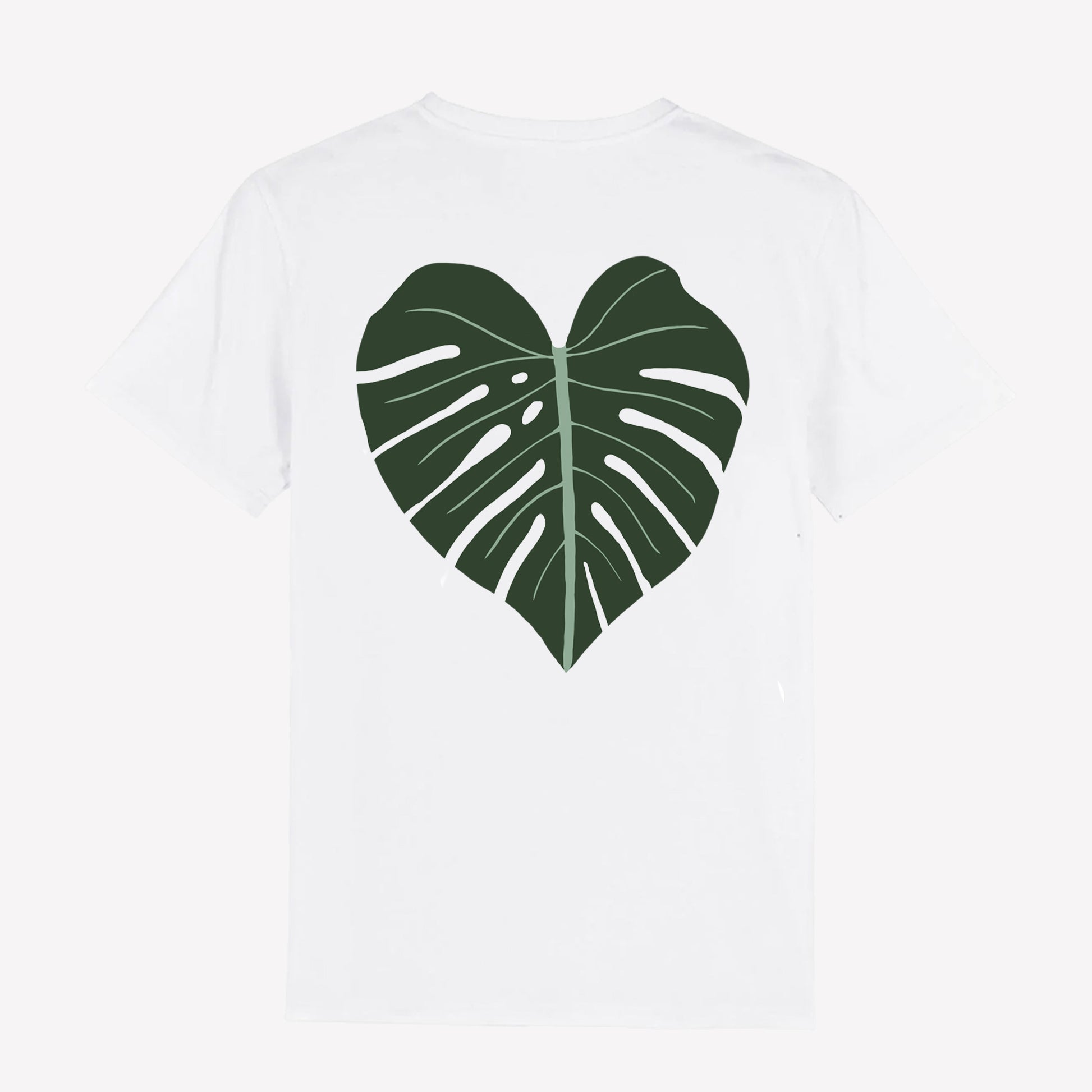 Monstera Back Print T-Shirt White - Anti Social Vegan Club