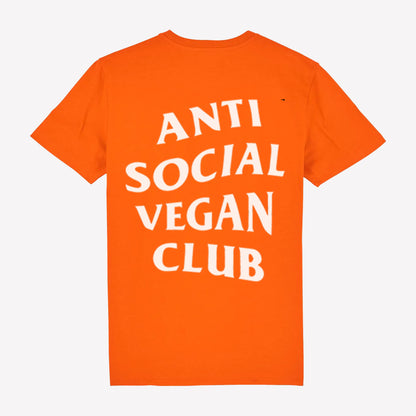 Anti Social Vegan Club Back Print T-Shirt Orange - Anti Social Vegan Club