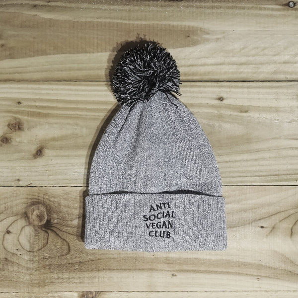 Anti Social Vegan Club Bobble Beanie - Anti Social Vegan Club