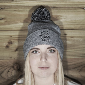 Anti Social Vegan Club Bobble Beanie - Anti Social Vegan Club